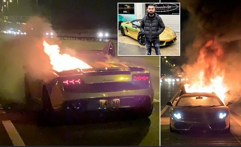 «Золотой» Lamborghini сгорел через час после ТО
