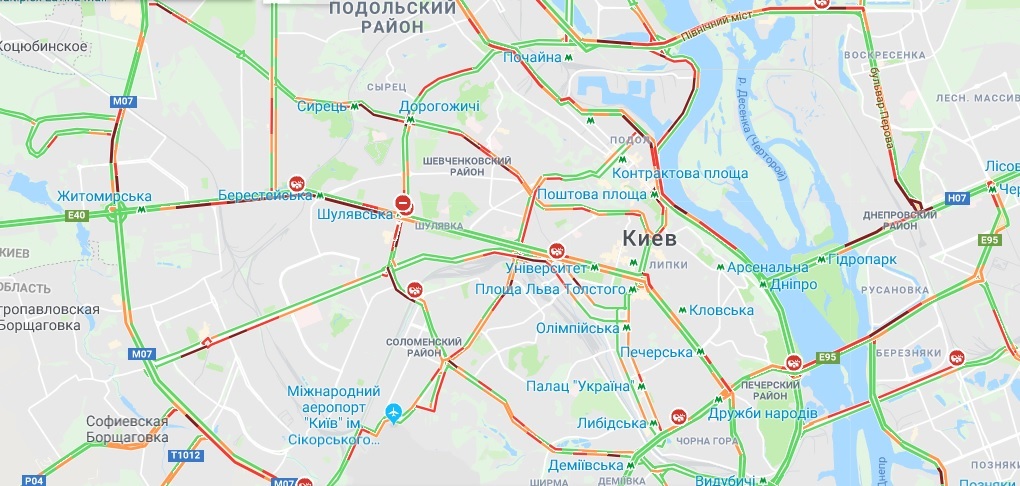 Пробки в Киеве: ДТП и проблемы на мостах