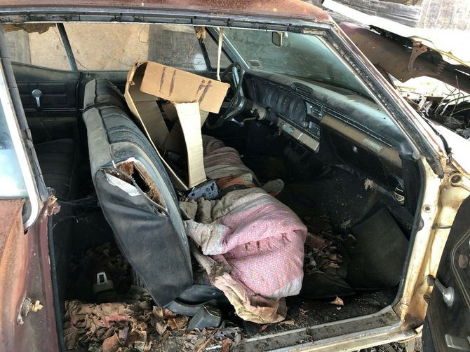 Бесхозная Chevrolet Impala простояла в поле под навесом 35 лет