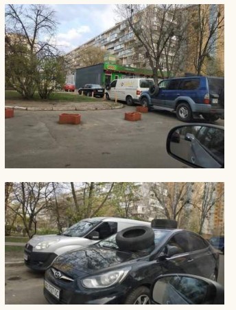 В Киеве «героям парковки» на капоте оставляют шины