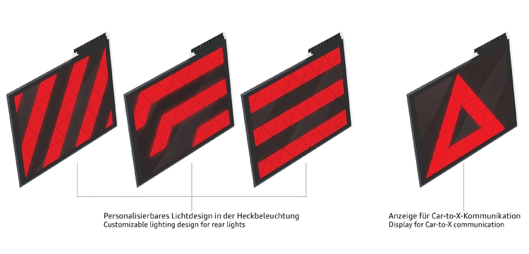 Задние фонари автомобилей Audi смогут отображать предупреждения