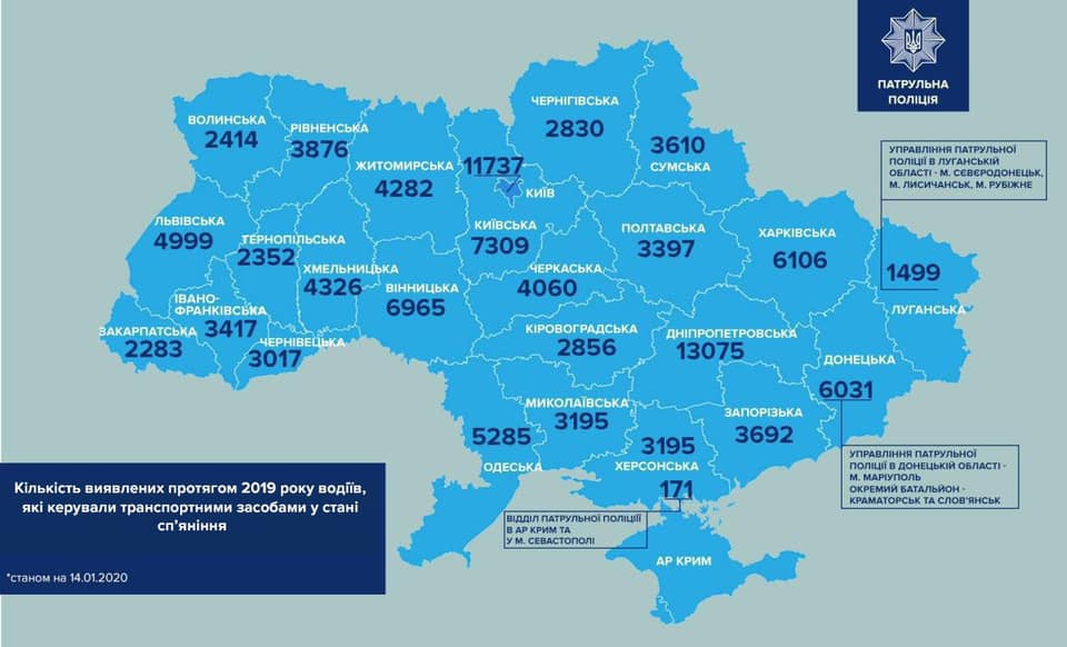 115 000 украинских водителей в 2019 году наказали за алкоголь в крови