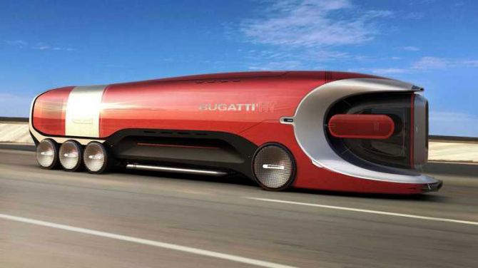 В сети показали футуристичный грузовик Bugatti