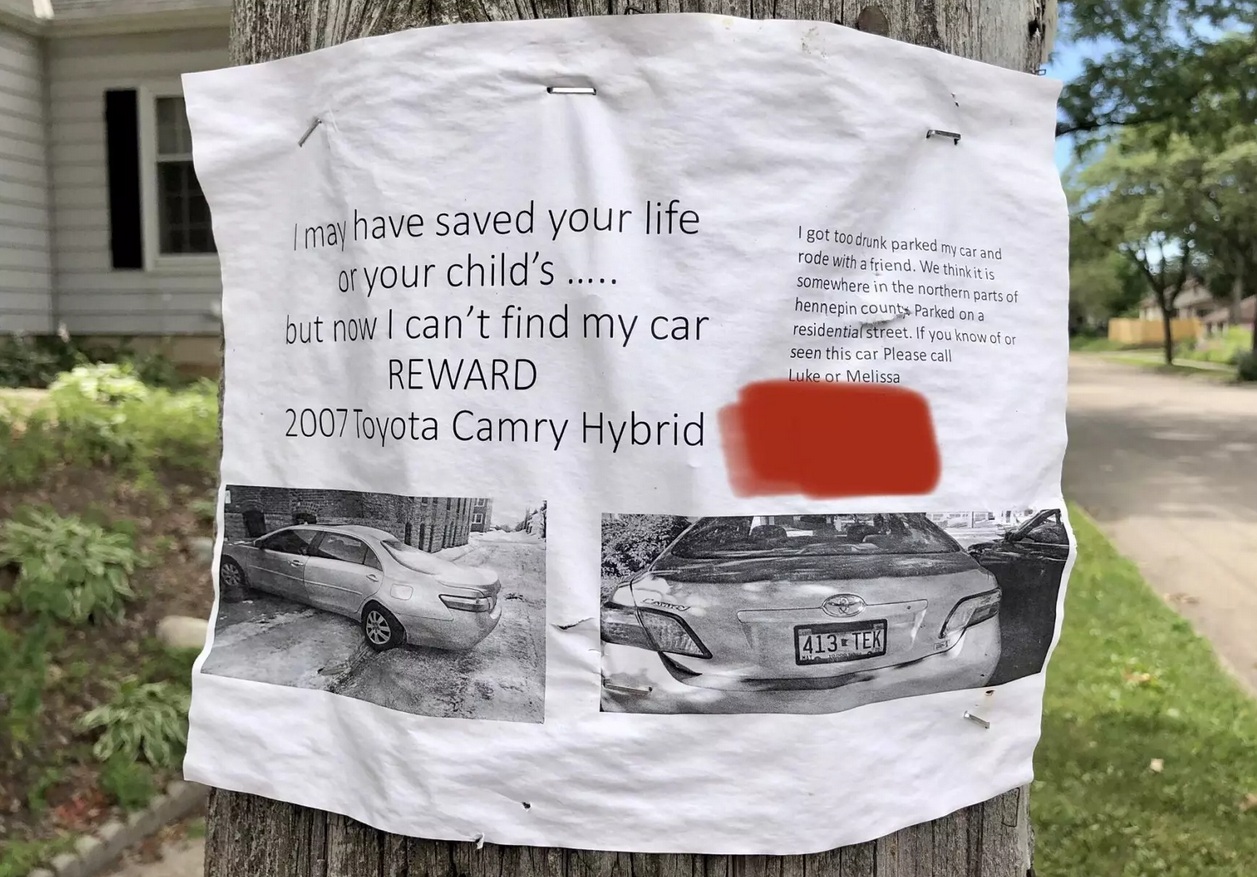 Водитель по пьяни потерял Toyota Camry и теперь ищет ее через объявления