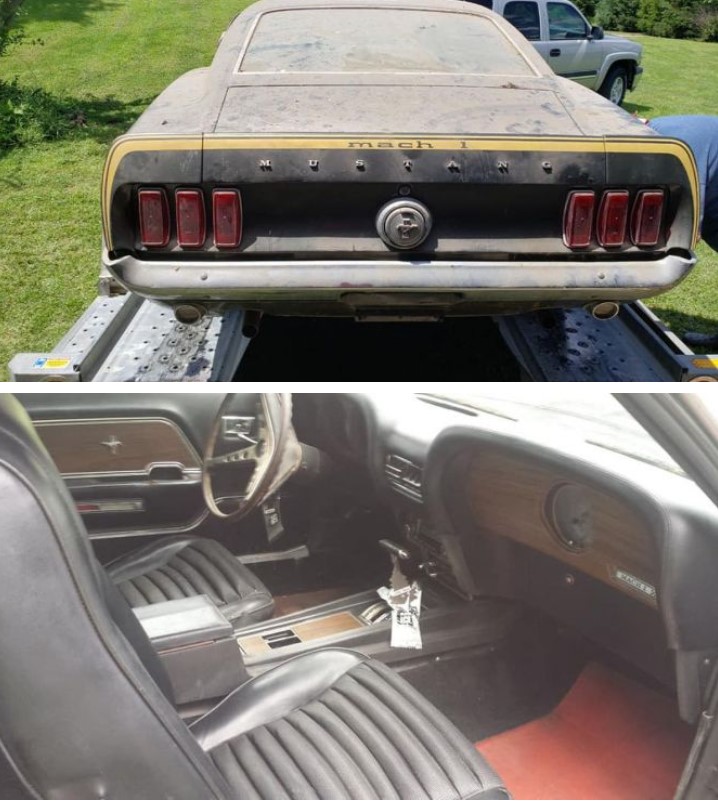 В сарае нашли полностью комплектный спорткар Mustang 1969 года