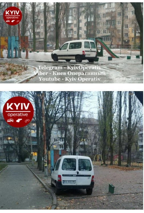 В Киеве \"прославили\" наглого автохама, который оставил машину на детской площадке, фото