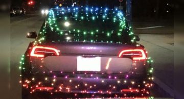 Канадские полицейские «забраковали» украшенный к Рождеству электрокар Tesla
