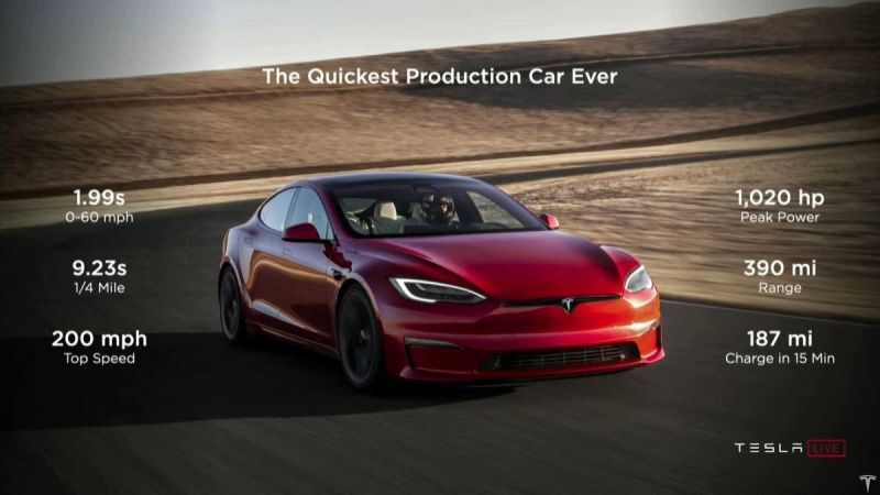 После обновления ПО, максимальная скорость Tesla Model S Plide станет еще больше